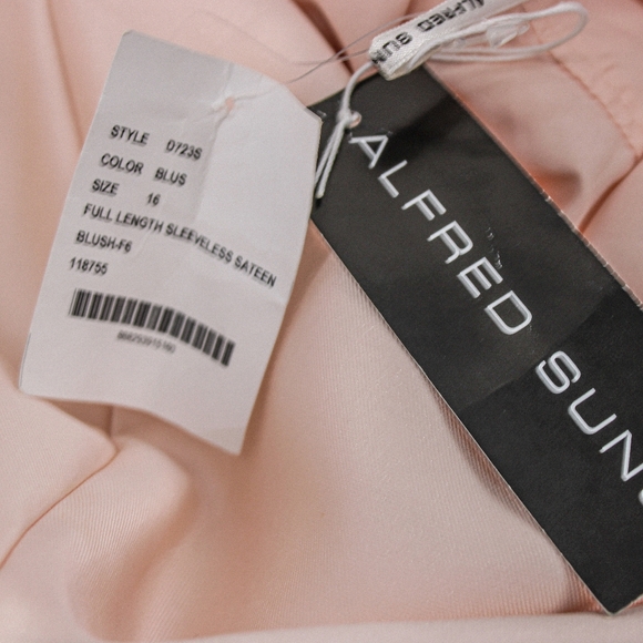 Alfred Sung Blush Satin High-Low Bridesmaid Evening Gown Dress Size 16 D723S - Picture 9 of 11